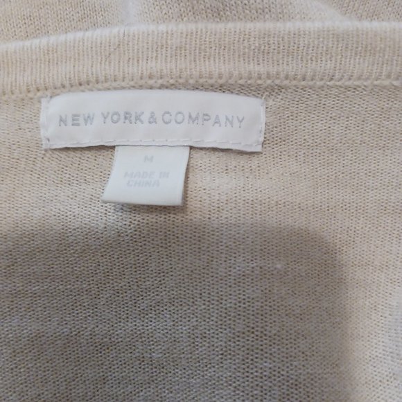New York & Company Ruffle Front Cardigan Beige M EUC - Picture 10 of 13